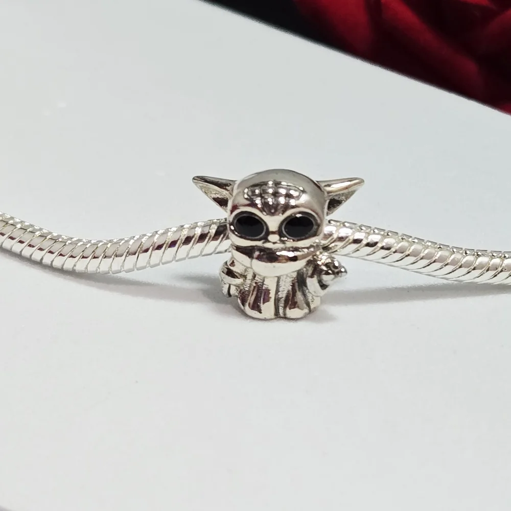 Baby Yoda Charm Silver Slide-On Bracelet Shaped Grogu Mandalorian Star Wars Fans